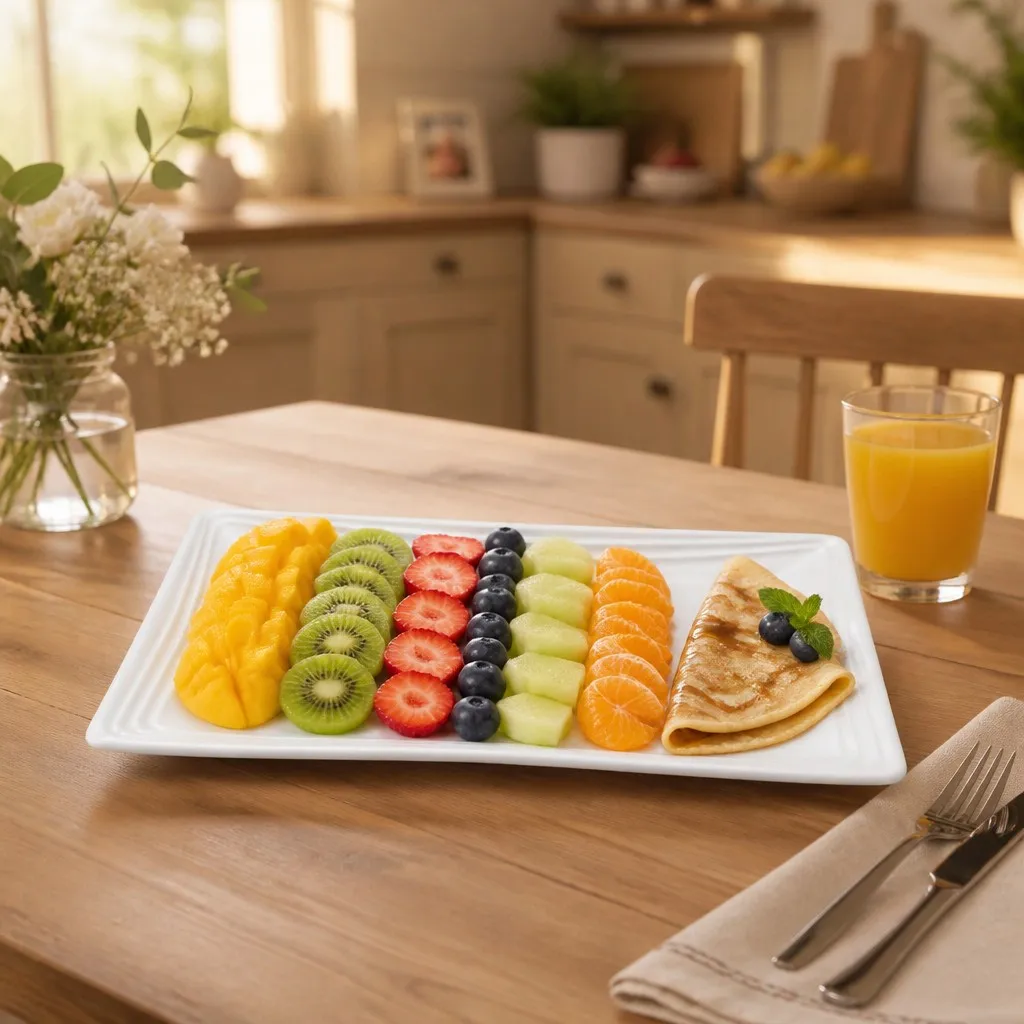 Family fruit platter scene
