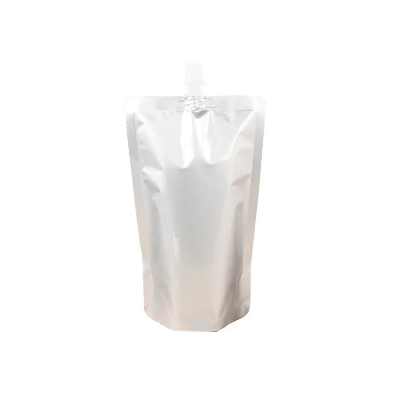 

Cailyn White Liquid Packaging Stand Up Suction Nozzle Pouch Spout Top Beer Drink Juice Grain Packaging Bags With Tap