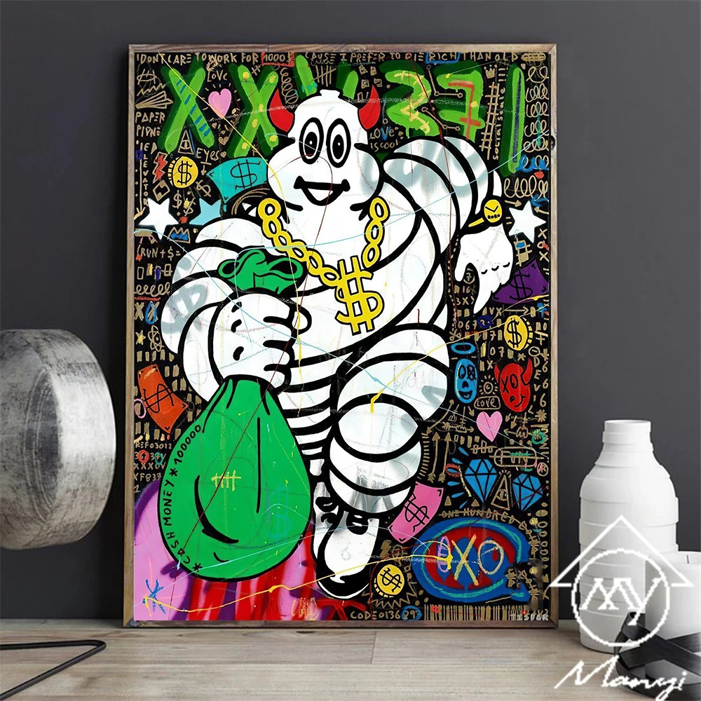 

Graffiti Cattle Pop Street Art Posters Make Money Wall pictures and Print Funny Canvas Painting For Home Living Room Decor