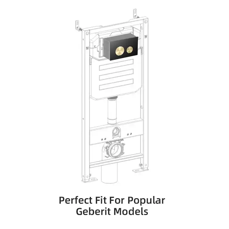 product-1-1 Aluminum Black Flush Plate with Gold Dual Buttons for Concealed Cistern Projects