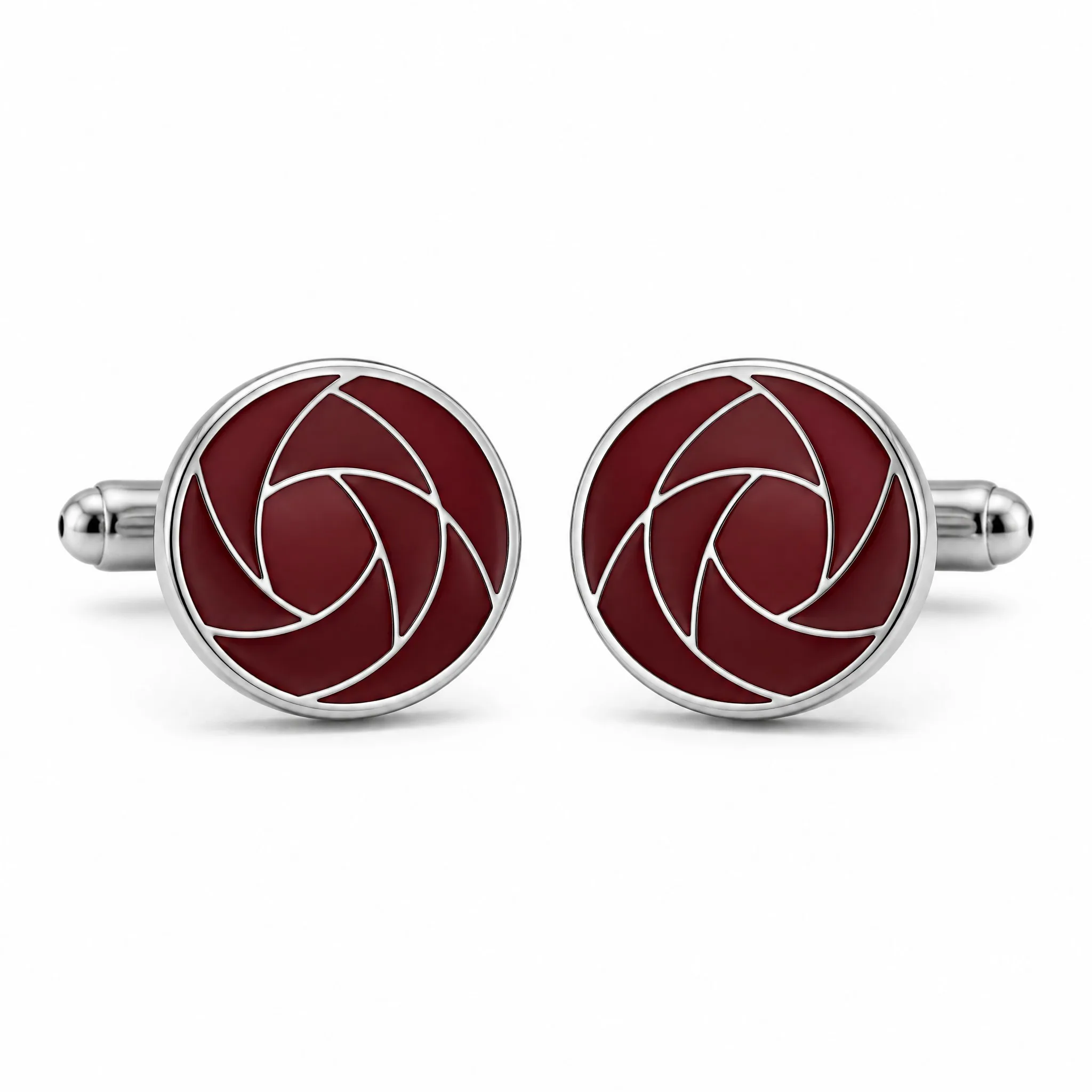 Soft enamel cufflinks burgundy front view