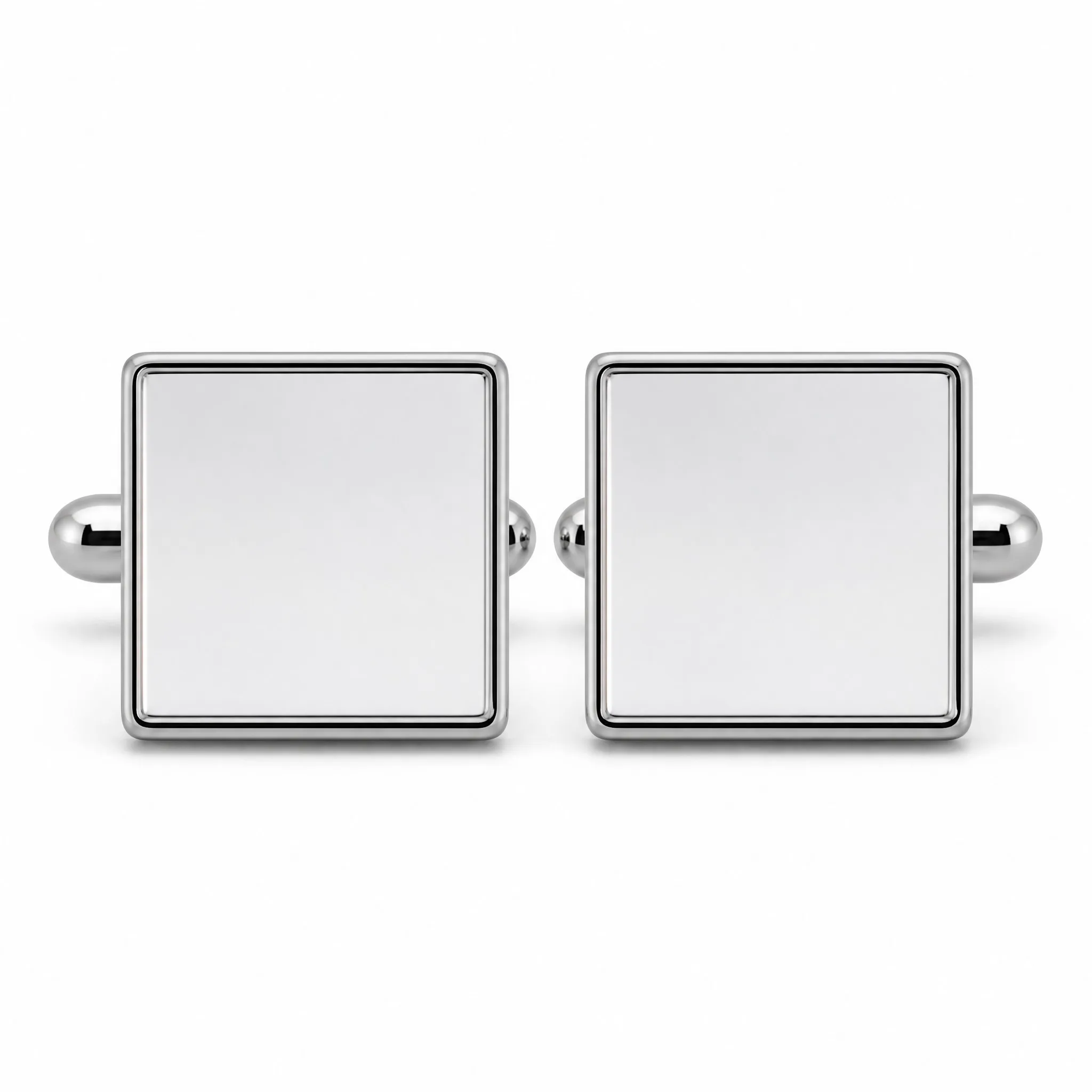 Magnetic cufflinks square silver front view