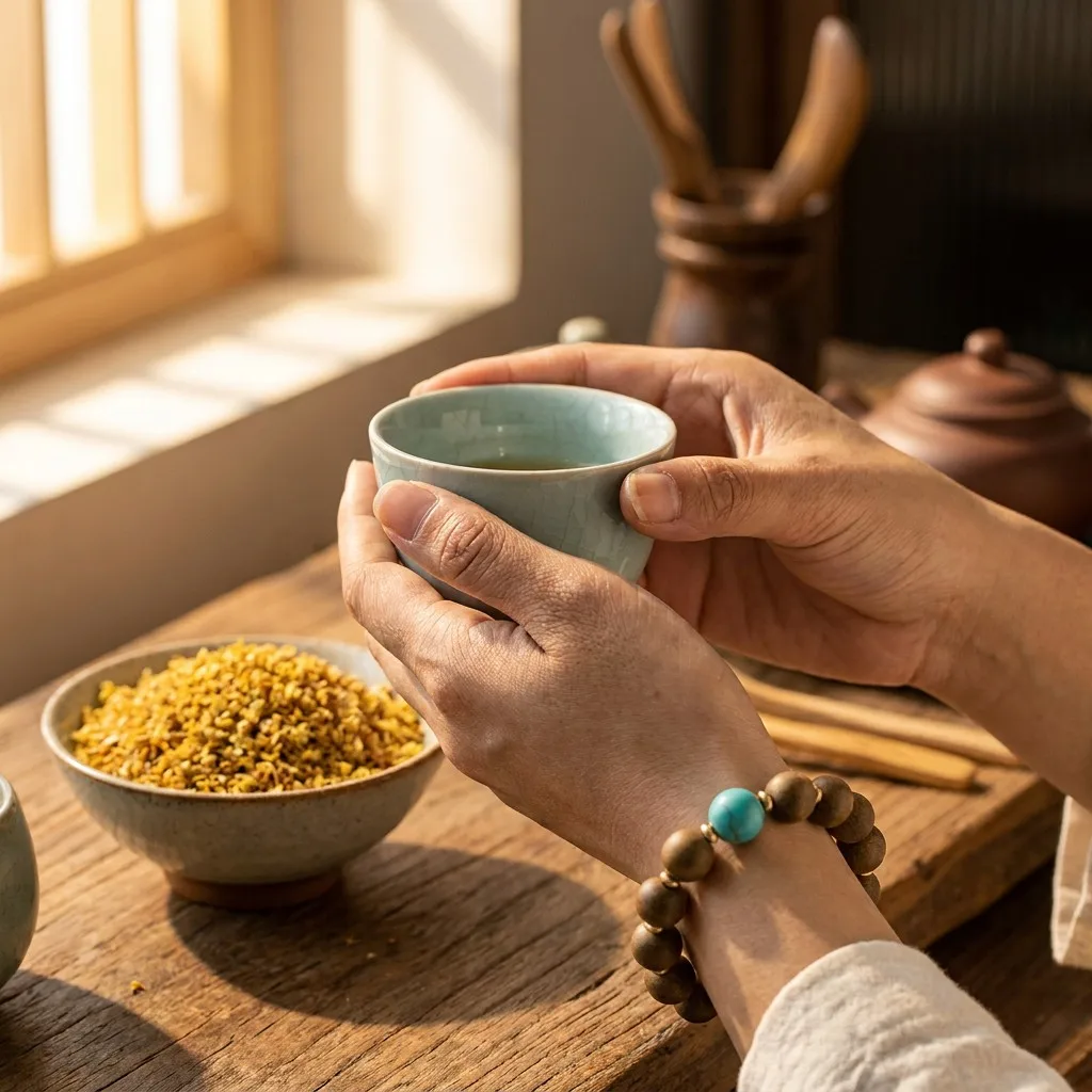 Osmanthus Gold bracelet during tea ritual