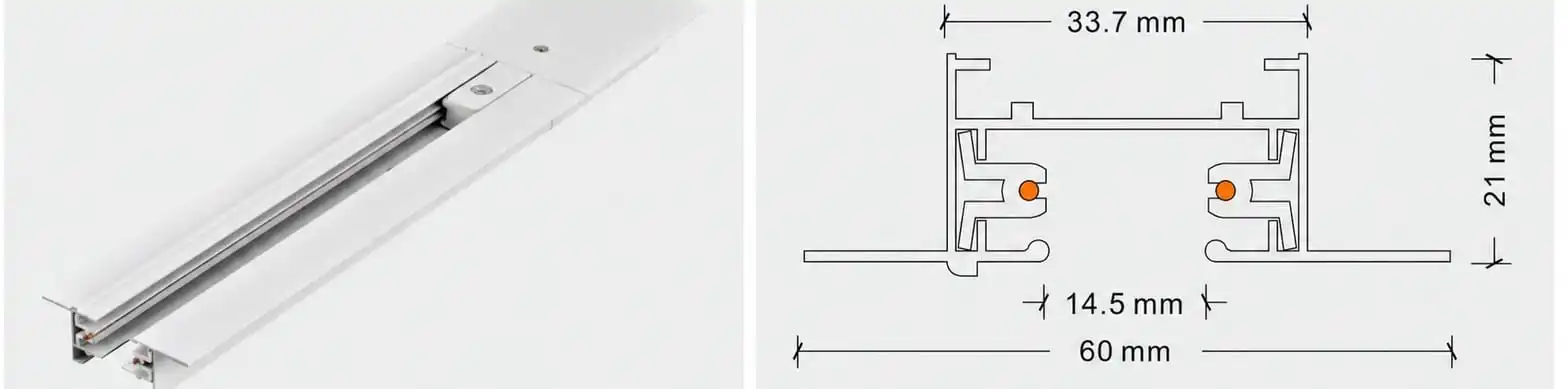 Two Wire Recessed Track & Connectors &mdash; product image and specifications