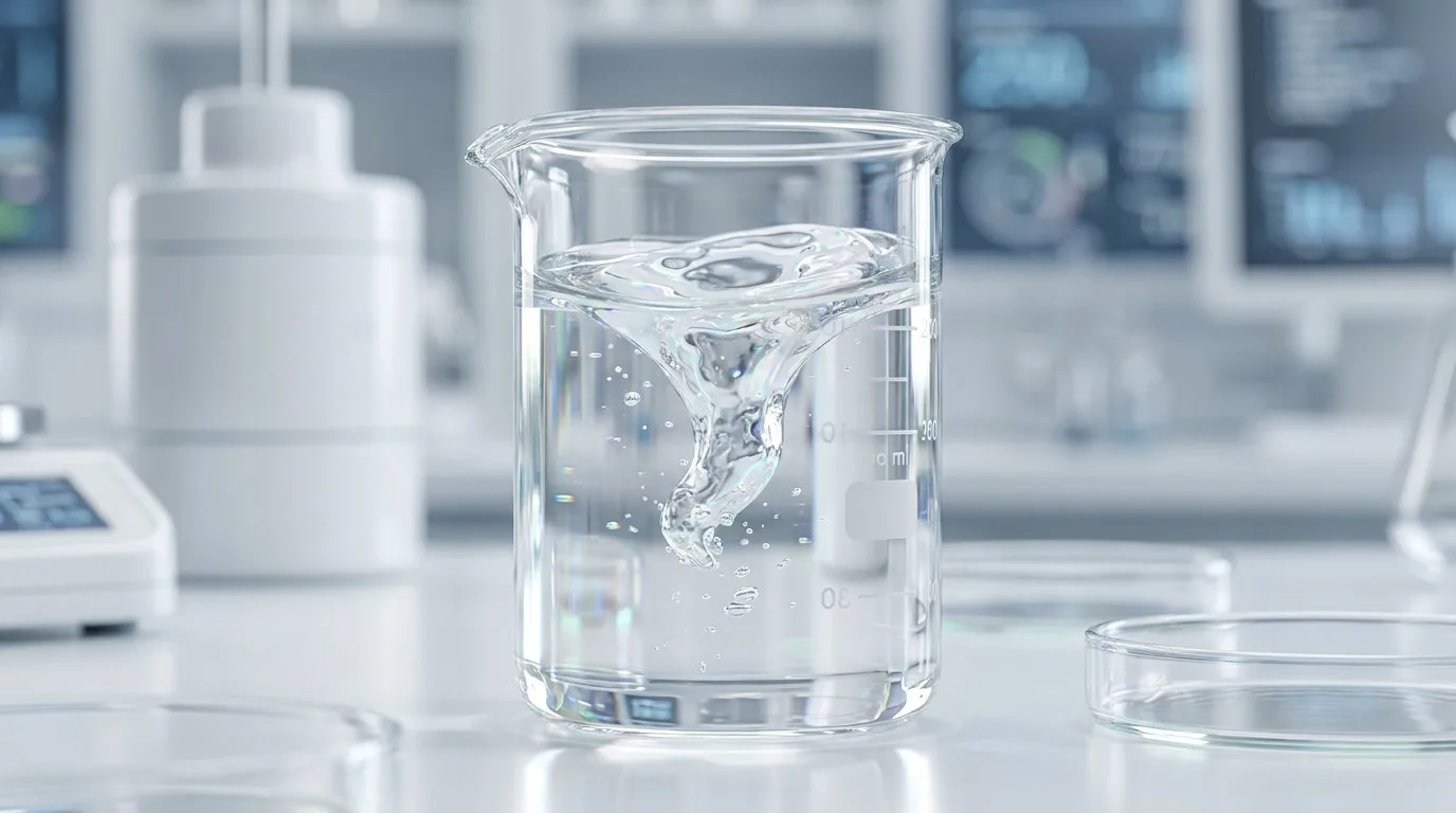 Macro photography of clear bio-based fragrance solvent dynamics in R&D laboratory testing