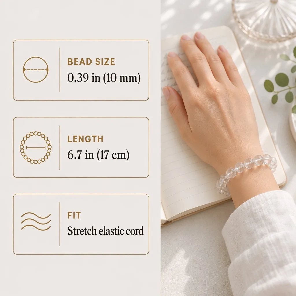 The Clear Mind bead size and fit information