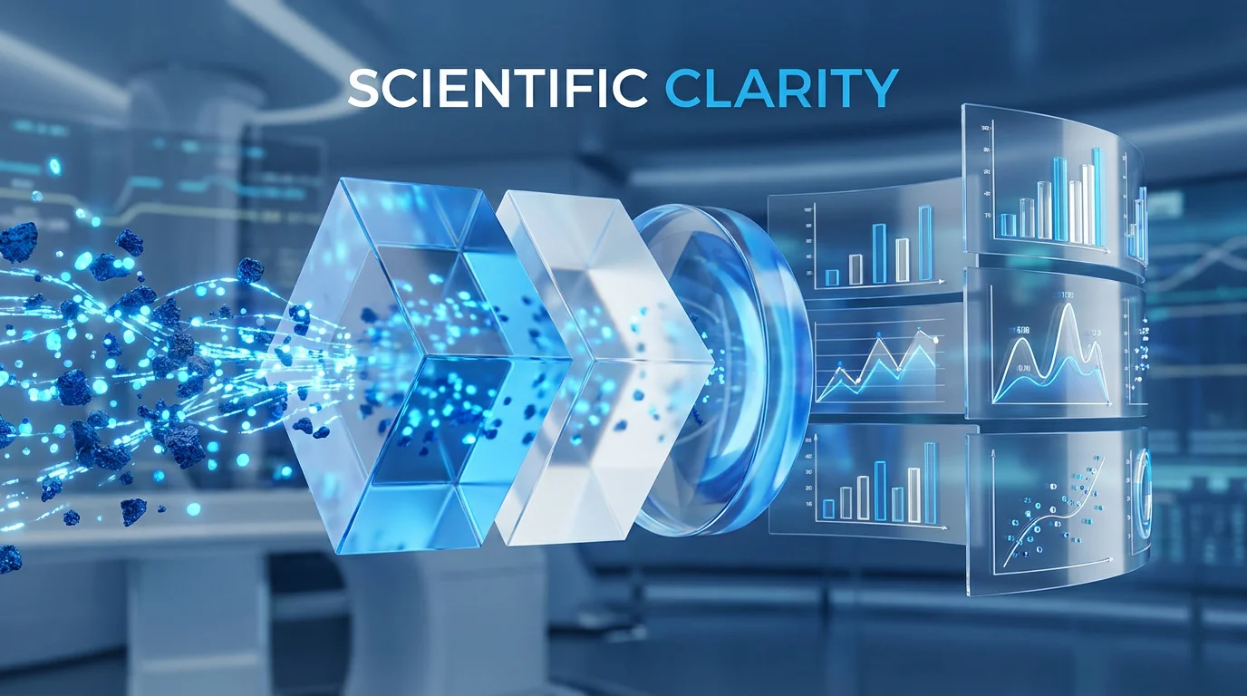 Conceptual 3D visualization of data refinement and clarity in survival analysis