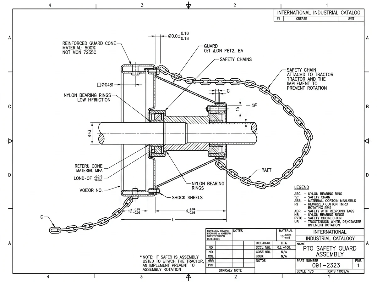 Technical Drawing of PTO Safety Guard