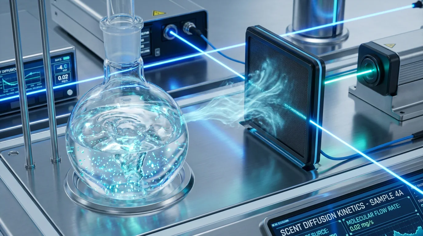 Scent diffusion and permeability testing of gel and base carrier under laser refraction