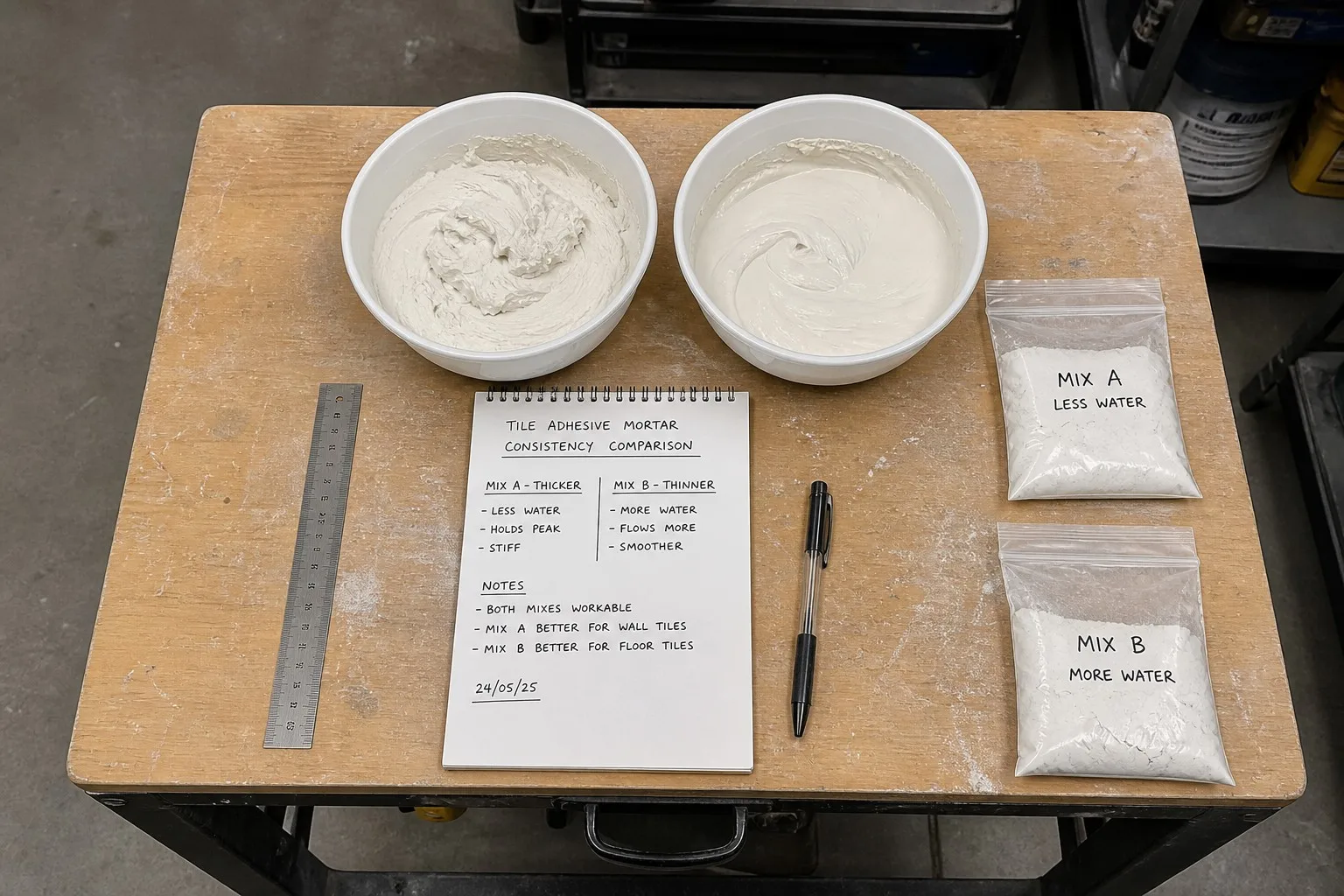 HPMC in tile adhesive viscosity comparison and sample testing