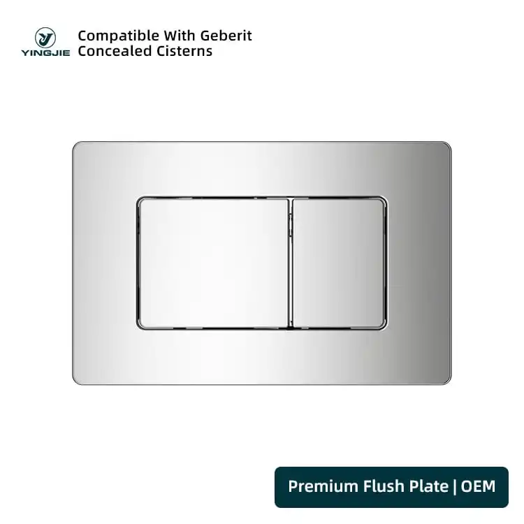 Silver Stainless Steel Flush Plate With Rectangular Dual Buttons For Commercial Projects