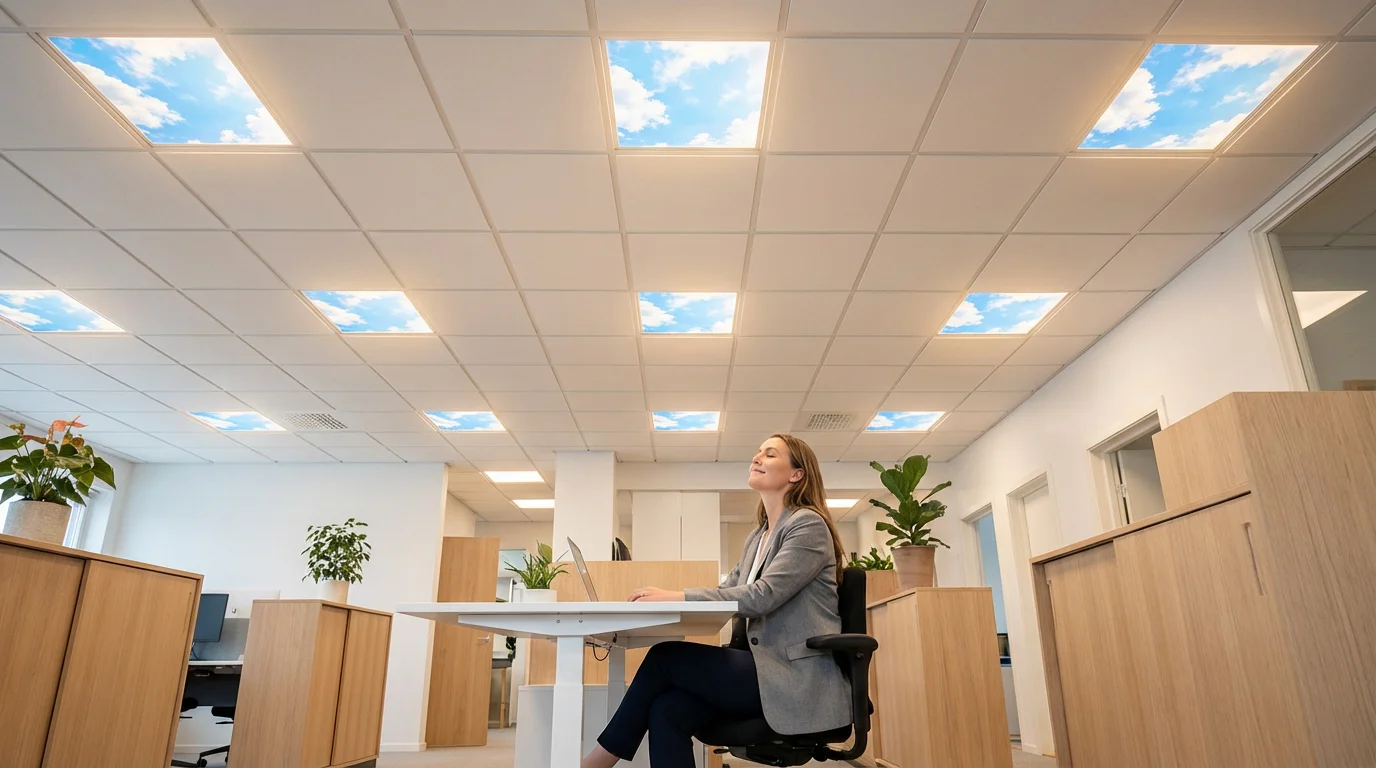 Office with artificial skylight ceiling