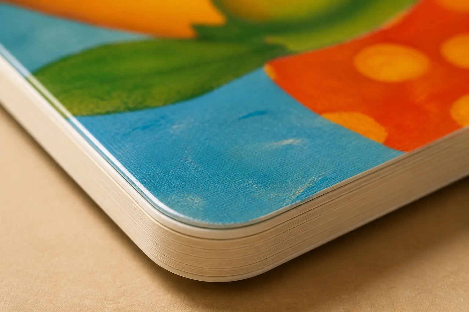 Laminated rounded corner children's board book cover - safe and durable finish