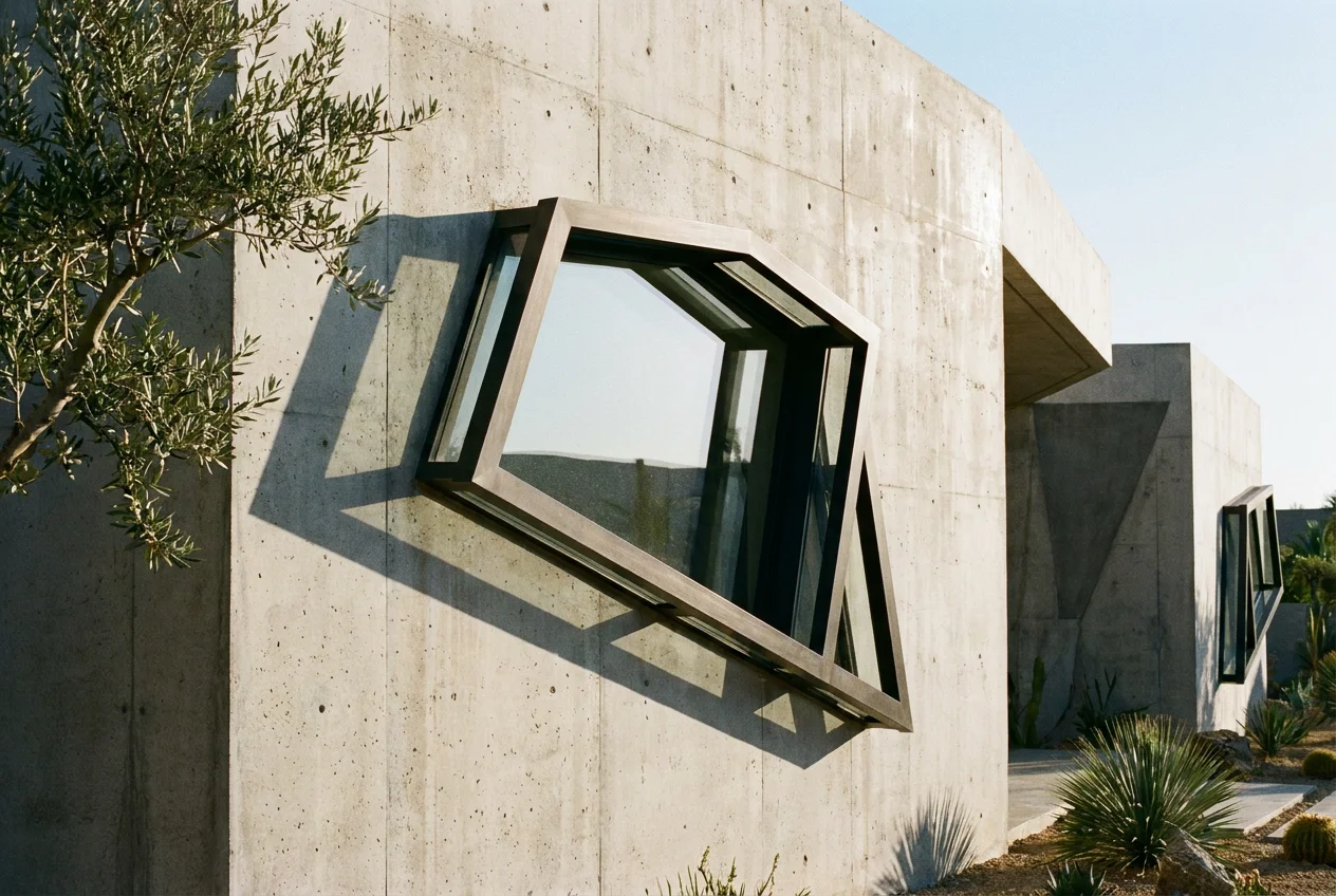 Custom shaped architectural specialty and geometric aluminum windows manufactured in China by Richocean