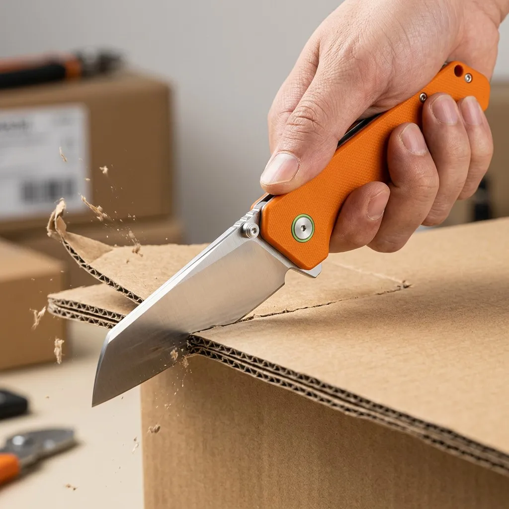 Orange EDC Knife in Use