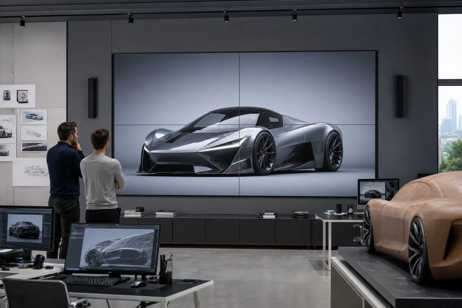 Modern Automotive Design Studio with Veeluame LCD Wall