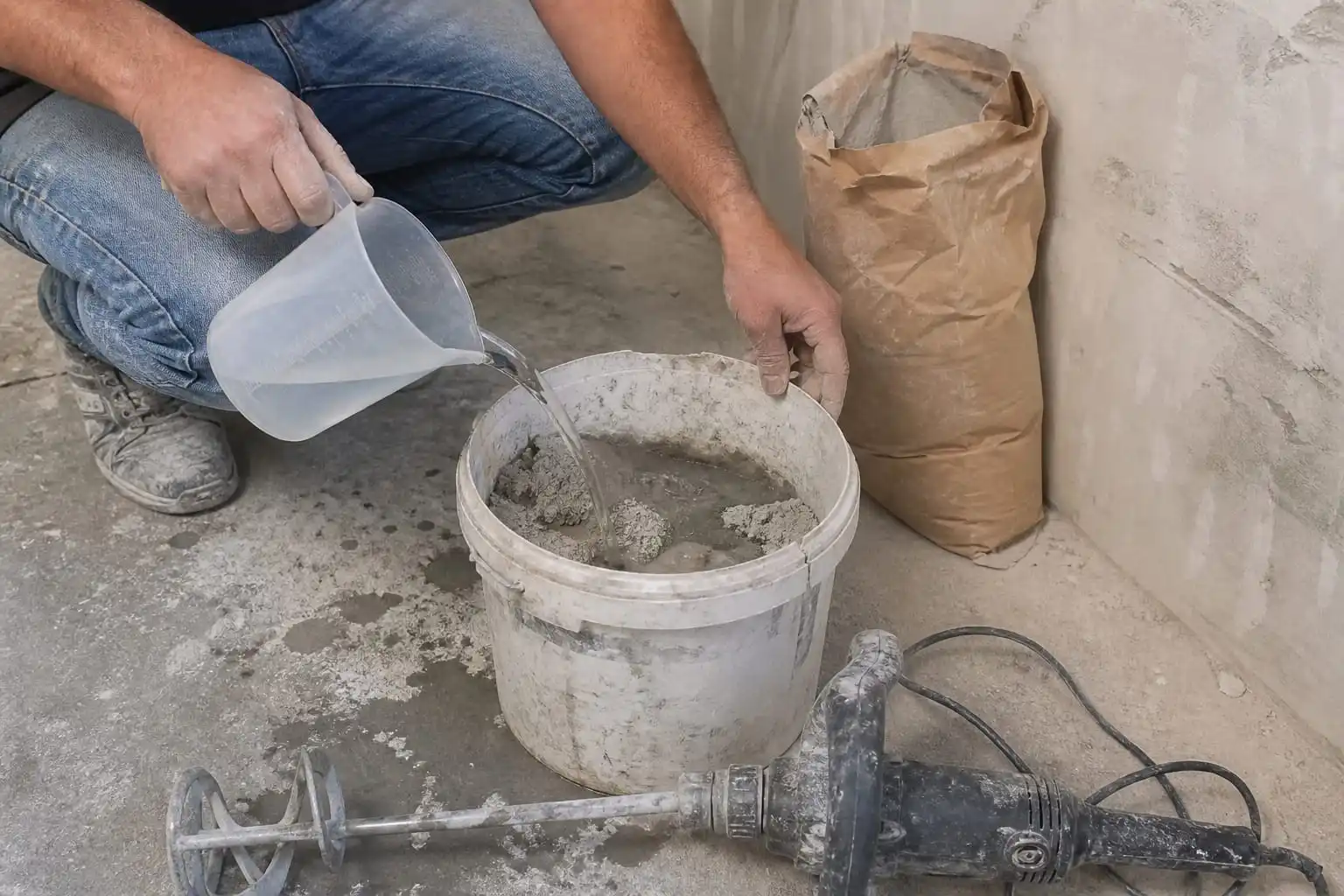 checking water dosage to diagnose tile adhesive slipping