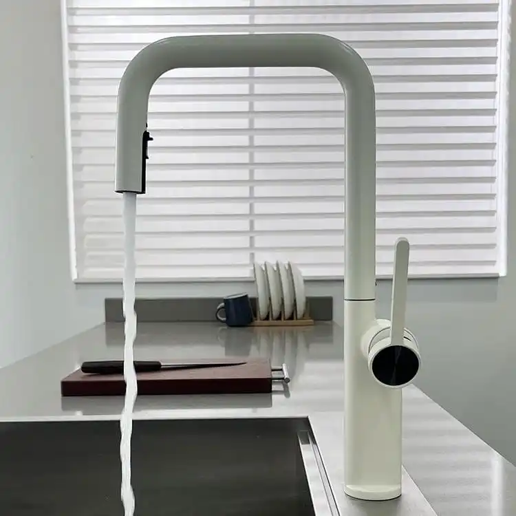 white-pull-out-kitchen-faucet-perspective-view