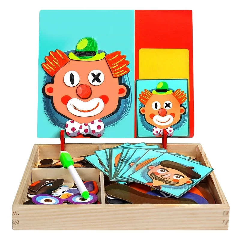 

Hot Sale Education Facial Features Princess Dressing Transportation Magnetic Sticker Jigsaw Puzzle Boxes for Kids Unisex 1 Set