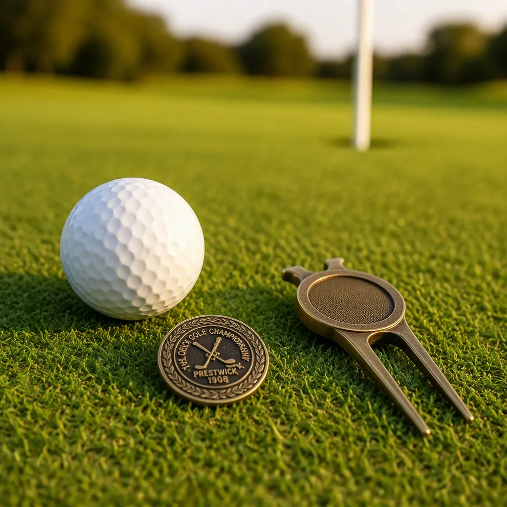 Ball marker marking position on the green
