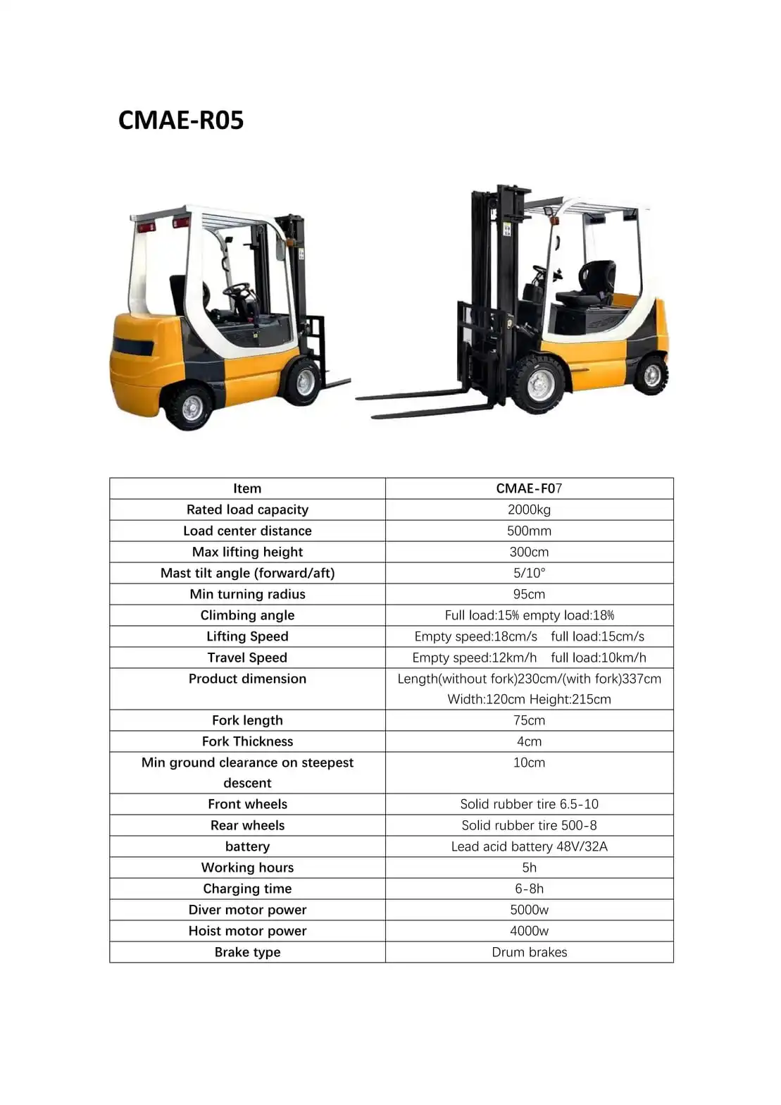 Chenma CMAE-F07 Heavy Duty Electric Forklift