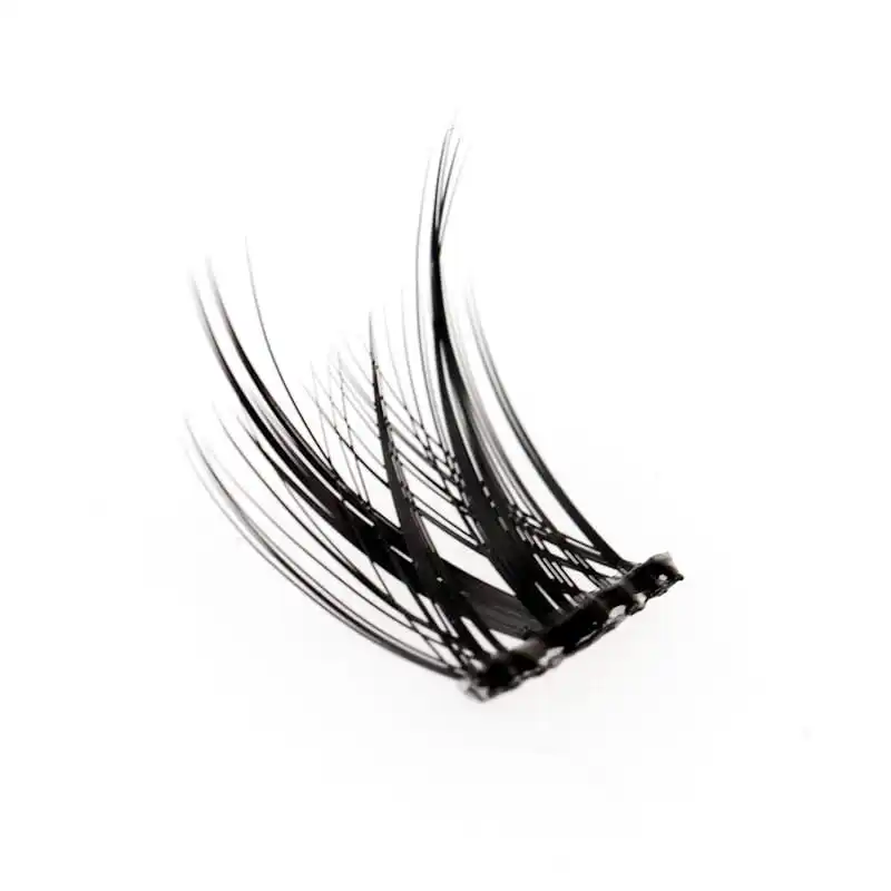 Macro of a single glue-free lash segment showing the fan and adhesive base - DIY lash segment product detail