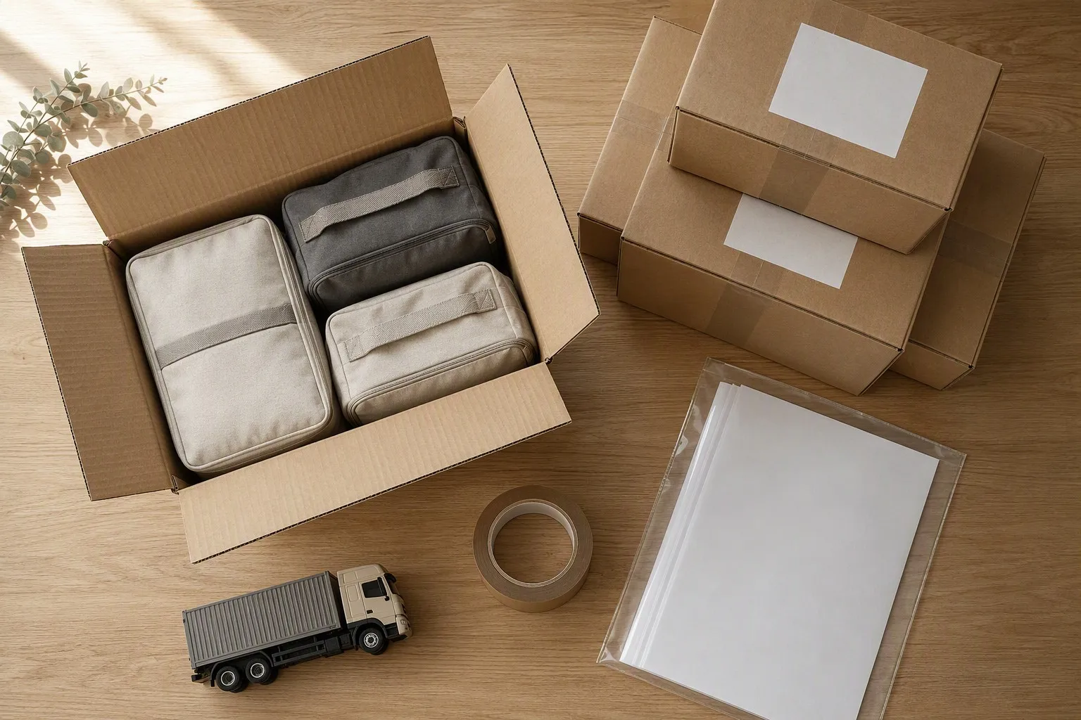 Cartons prepared for shipment to FBA warehouses