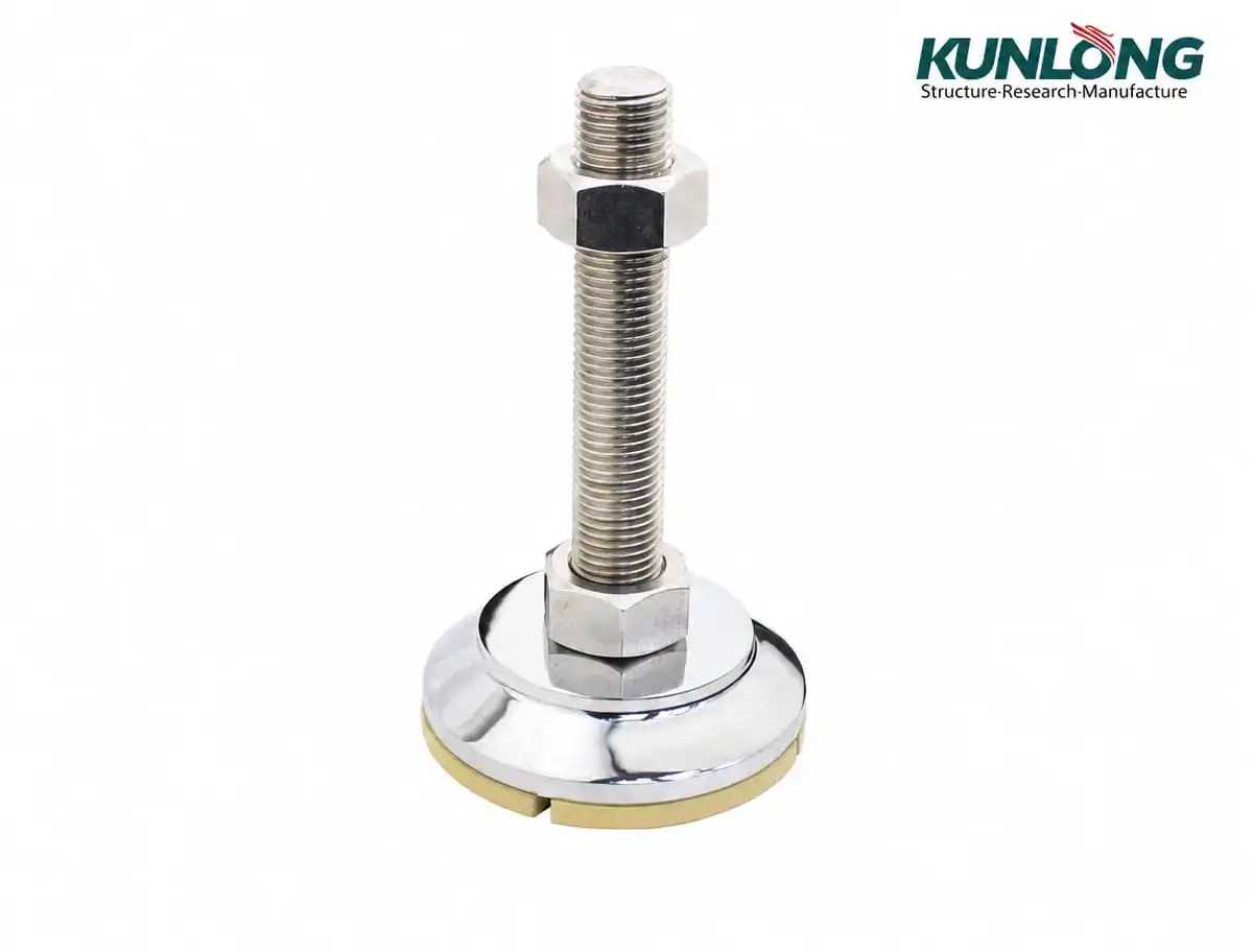 FT-T140 heavy-duty adjustable leveling foot on a white background with KUNLONG logo