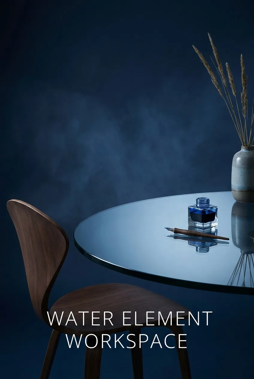 Water Element Home Office Desk Setup
