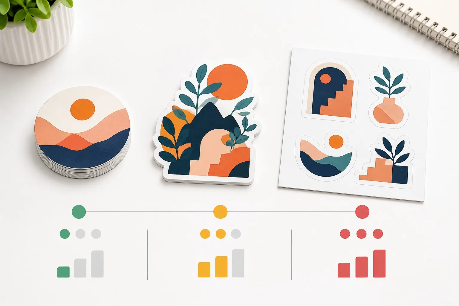 Sticker order types cost comparison round die cut kiss cut sheet