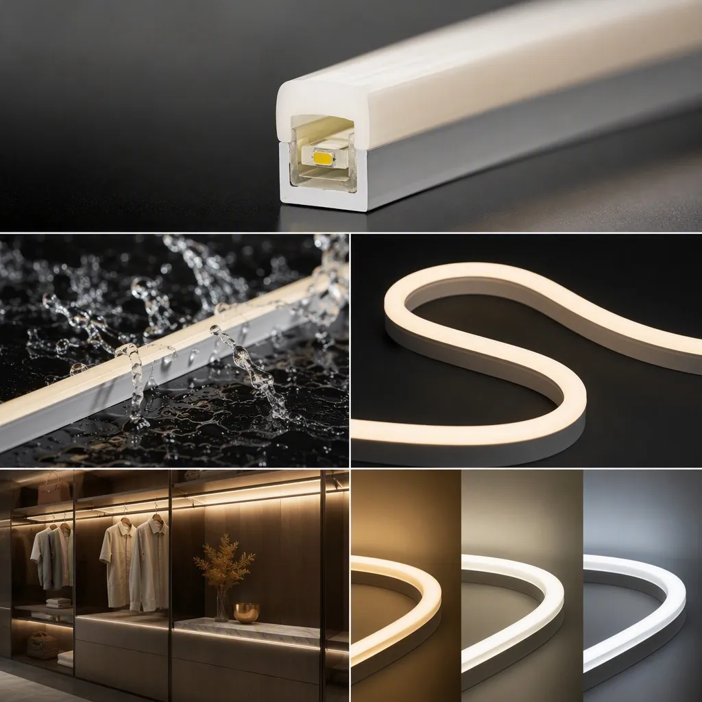 Premium 6x12mm Side-View Silicone LED Neon Flex | IP67 Waterproof Flexible Linear Light for Furniture & Cabinet Architectural Accents