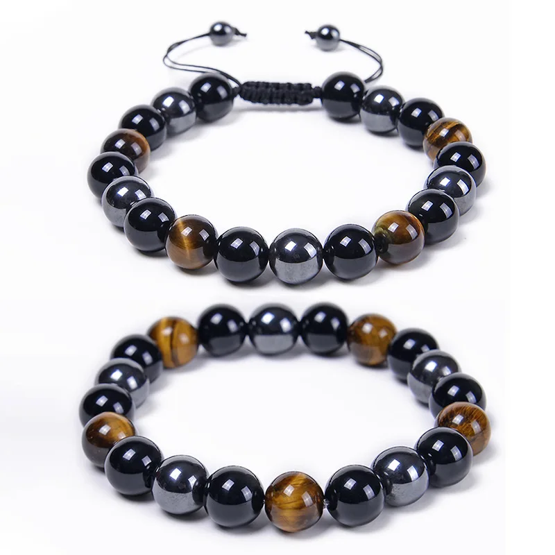 

Healing Stone Beaded Bracelet Health Protection Bracelets 8mm Tiger Eye Hematite Natural Gemstone Men Women Bracelet Jewelry