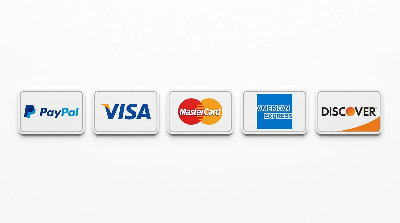PayPal Visa Mastercard American Express Discover