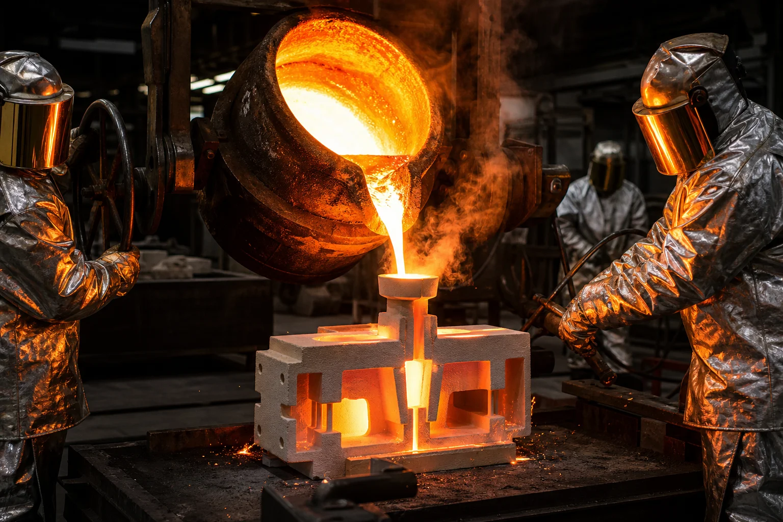 Quality engineer using blue light 3D optical scanner to verify 3D printed prototype metal casting