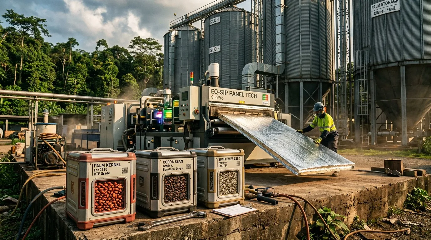 Specialized Tropical Oilseed Storage Silos in Equatorial Environment