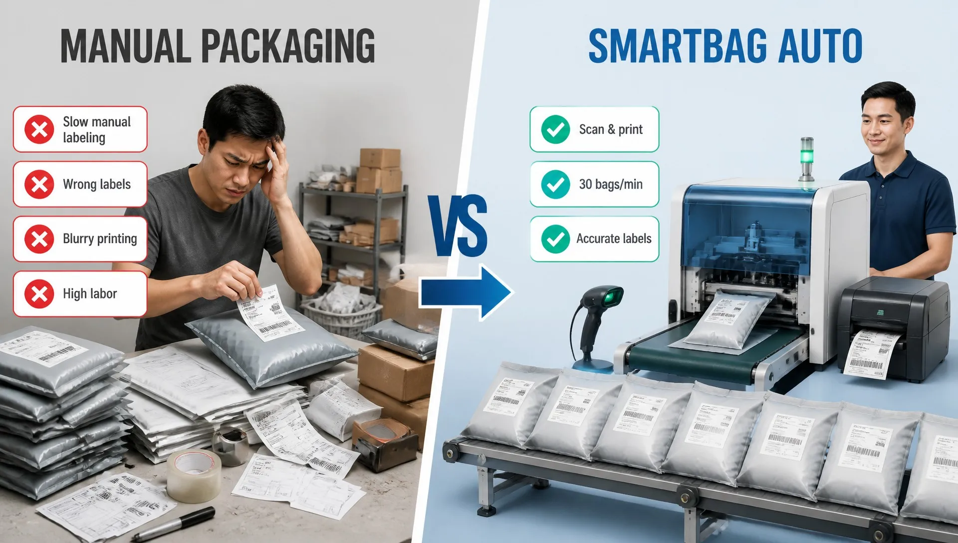 news-1-1 Manual labeling pain points vs SMARTBAG scan-print-bag solution for express parcels