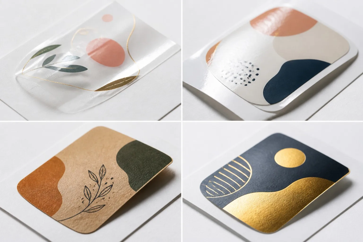 Custom label materials comparison clear BOPP glossy paper kraft