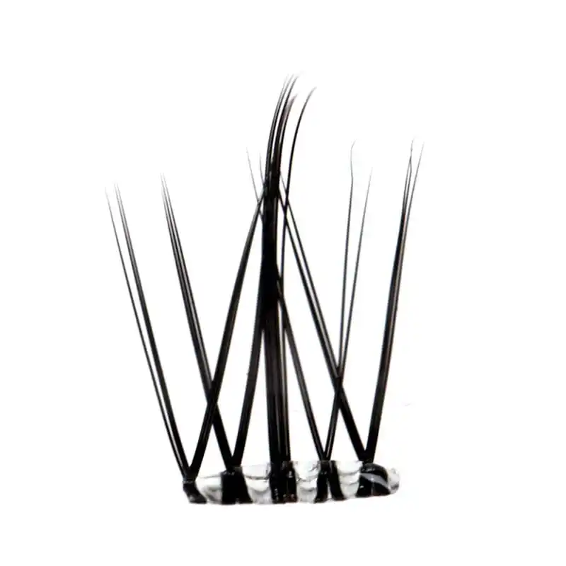 Open pre-glued segment lash box showing the inner tray with labelled Left Eye and Right Eye rows of W-shape clusters in a soft pink tray - segment lash tray layout