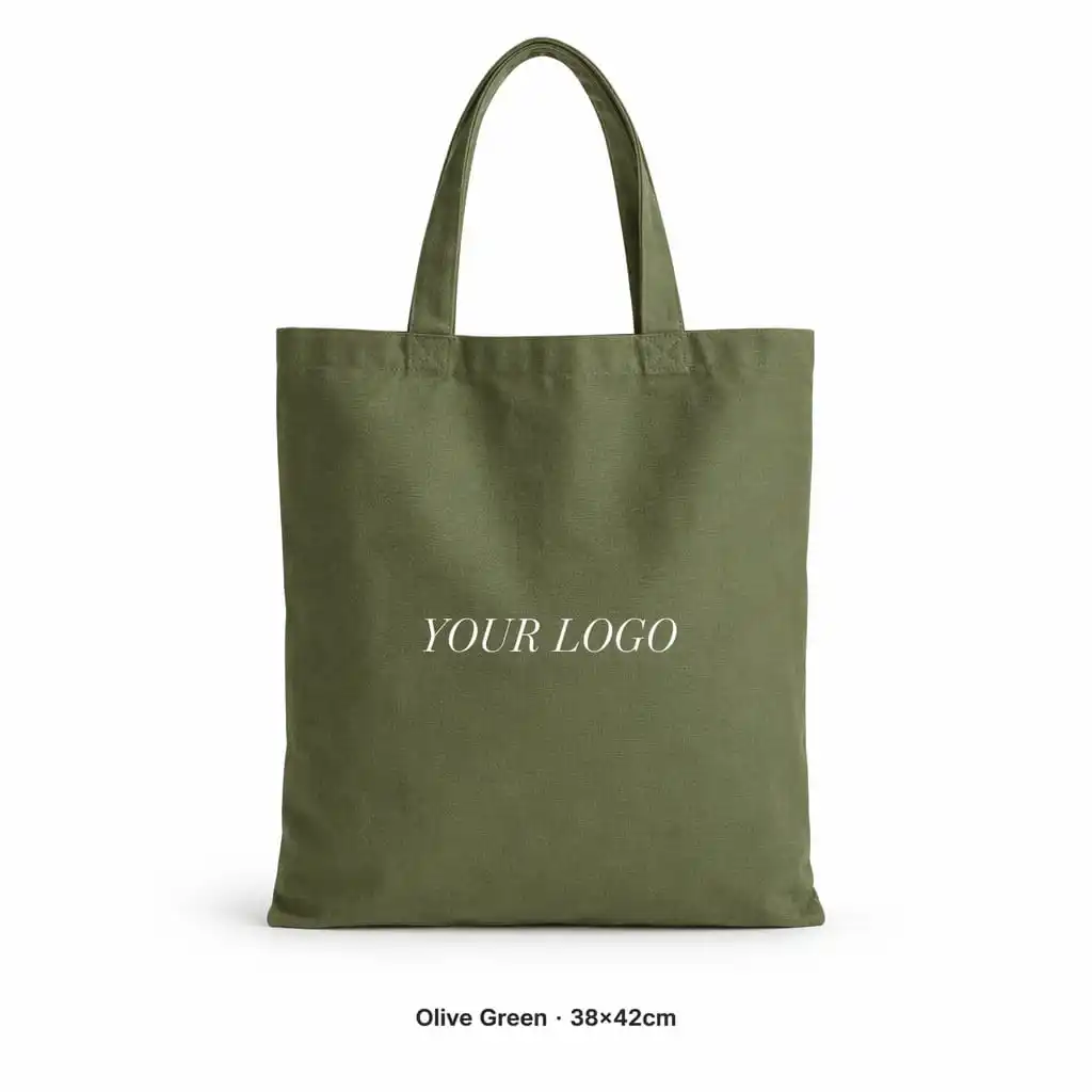 Olive green canvas tote bag