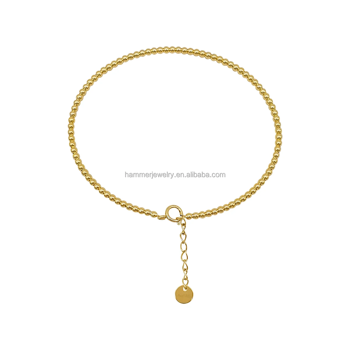 

Fine Jewelry Bracelets Women Luxury 14k Solid Gold Round Ball Adjustable Beaded Bracelet Women Gift