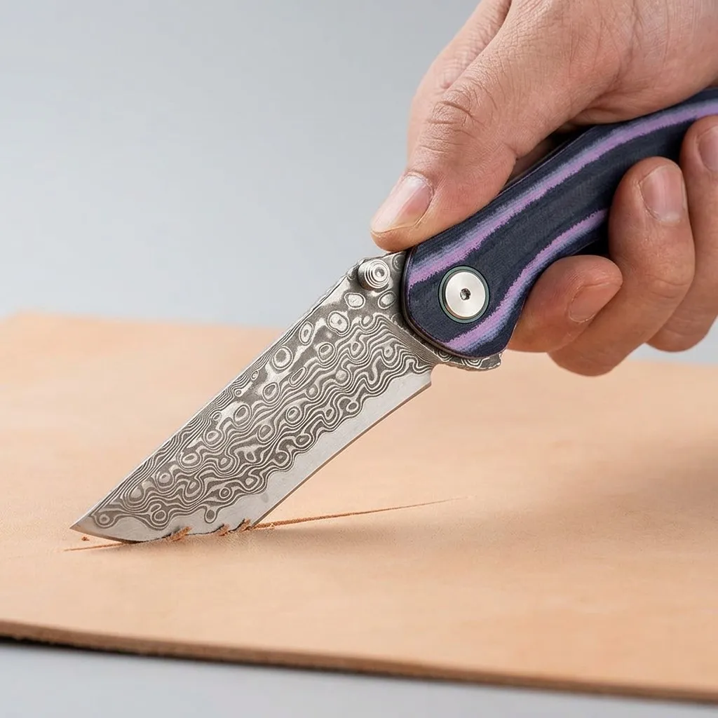 Damascus Knife in Use