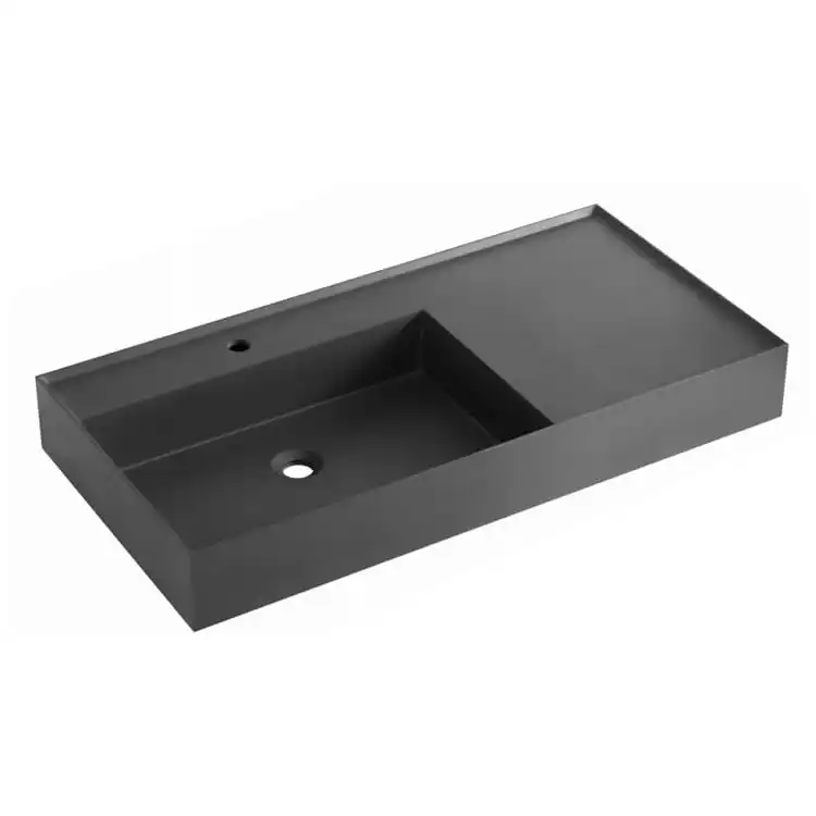 Acrylic Countertop Sink Basin 2801 Deep Grey Block Apron Perspective acrylic-countertop-sink-basin-2801-deep-grey-perspective