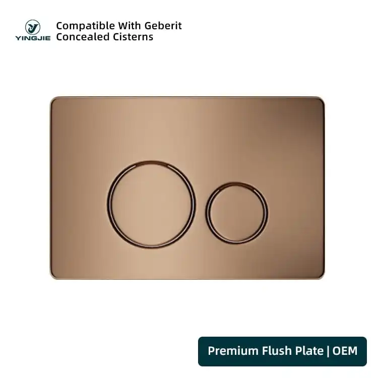 Rose Gold Stainless Flush Plate with Outline Round Buttons for Premium Bathrooms
