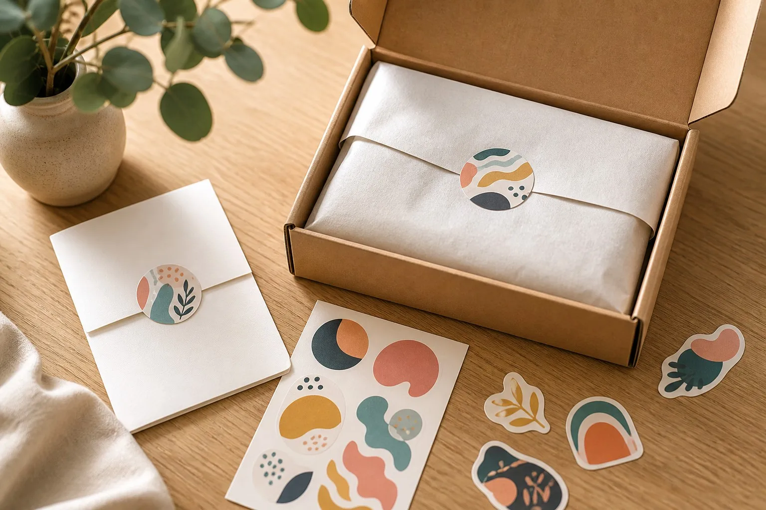 Sticker packaging ideas open kraft box seal sticker sticker sheet insert