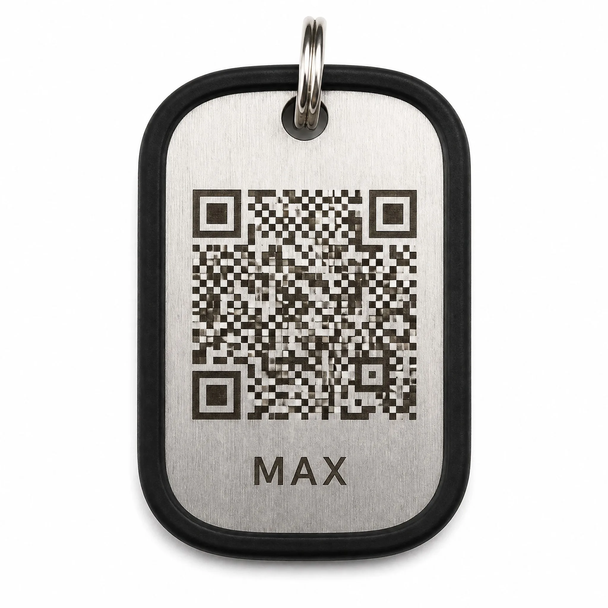 Custom QR Code Dog Tag - Front View
