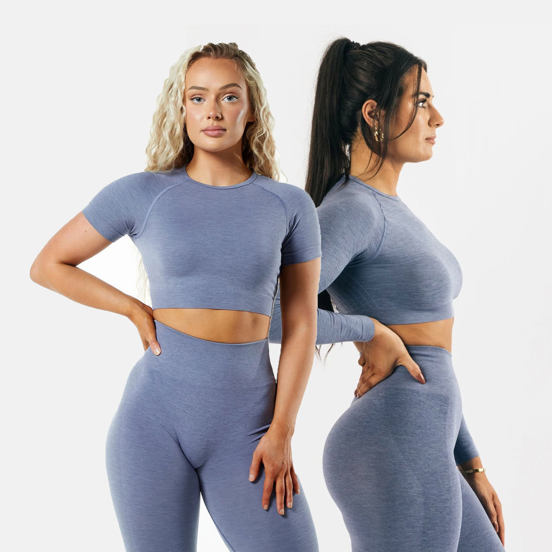 

tummy control Ribbed Fitness workout sets for Women Yoga Set Active Crop Top Seamless Scrunch Leggings Workout Clothing