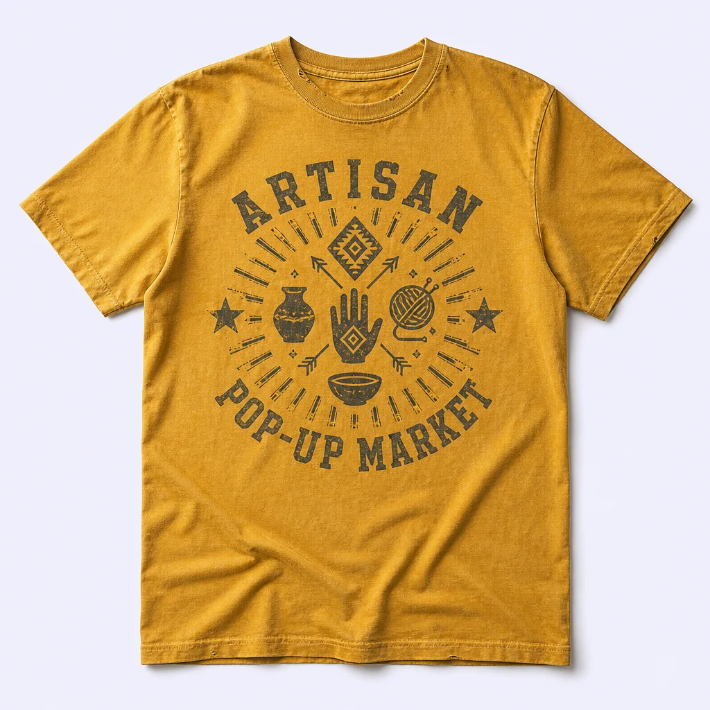 Vintage Mustard Ochre Artisan Market T-Shirt