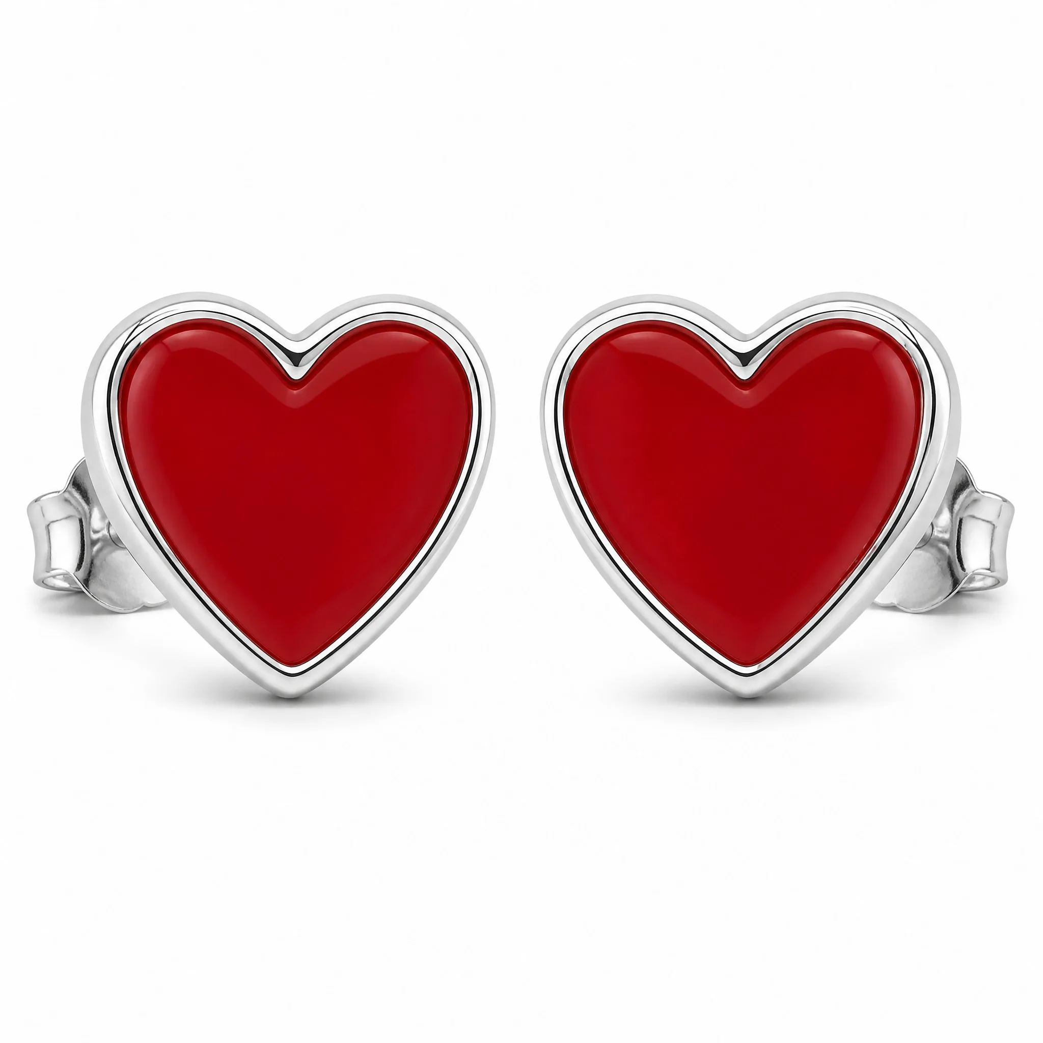 Custom hard enamel heart stud earrings