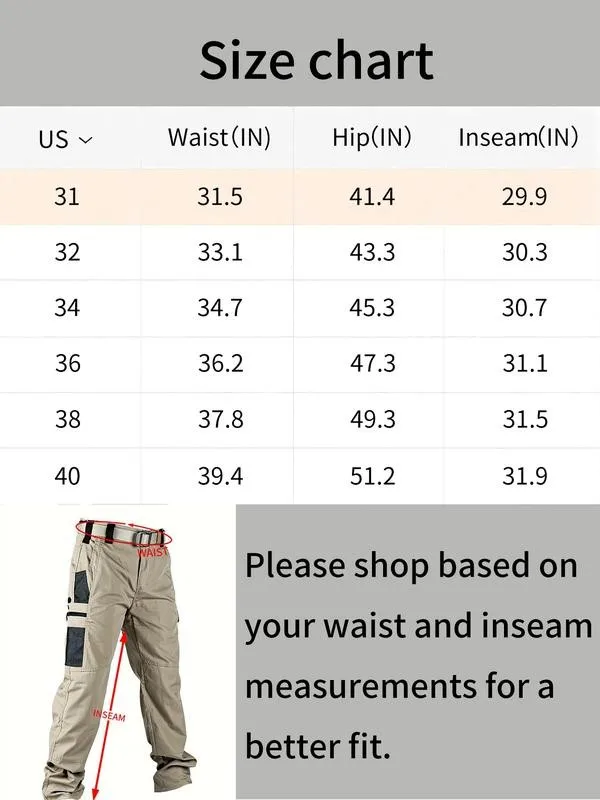 Tactical Pants Size Chart