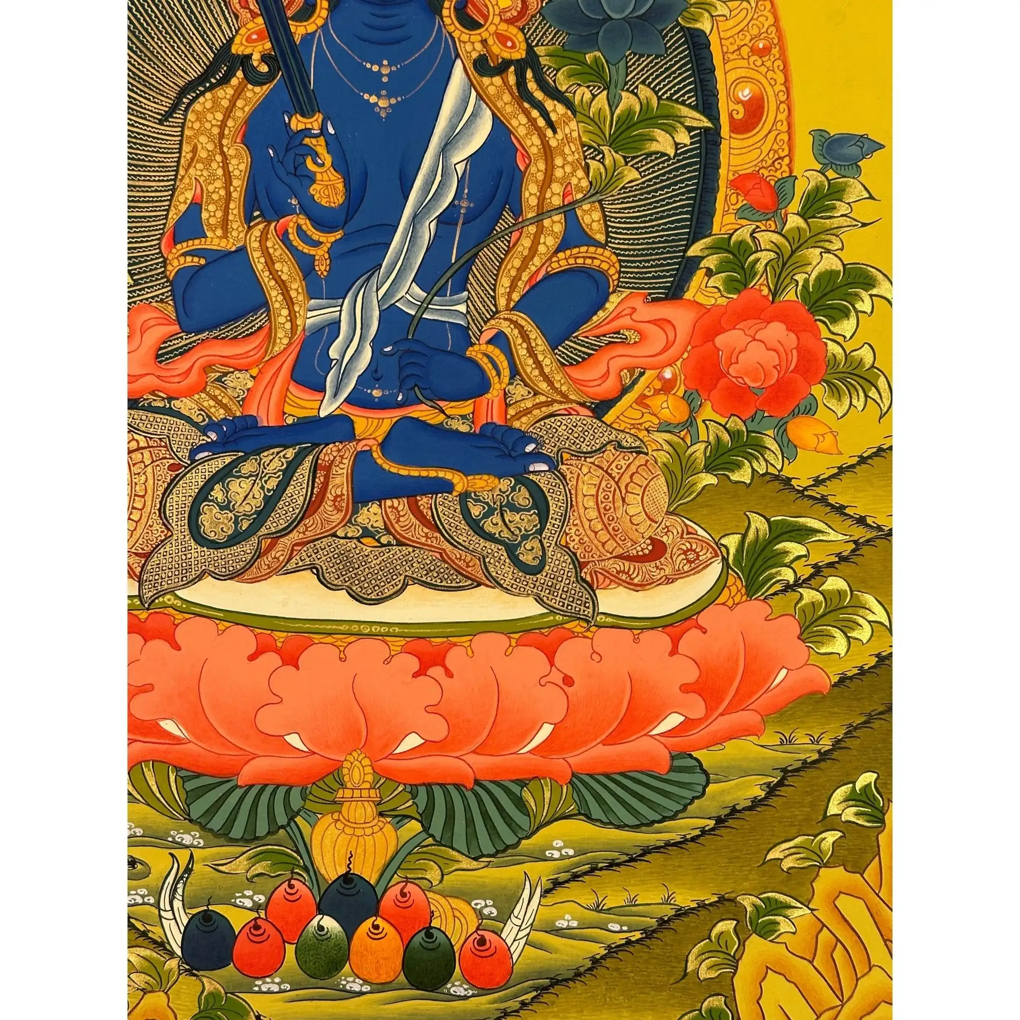 Akasagarbha Bodhisattva Thangka gold detail
